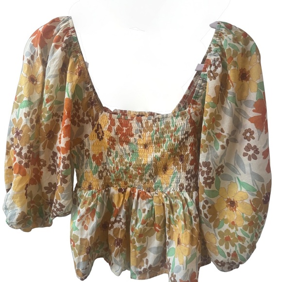 By Together Multicolor Floral Smocked Blouse - Picture 1 of 2